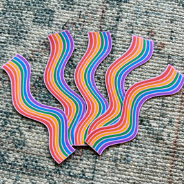 Rainbow Wavy Double-Sided Bookmark, Queer Art, Pride Gift