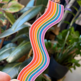 Rainbow Wavy Double-Sided Bookmark, Queer Art, Pride Gift