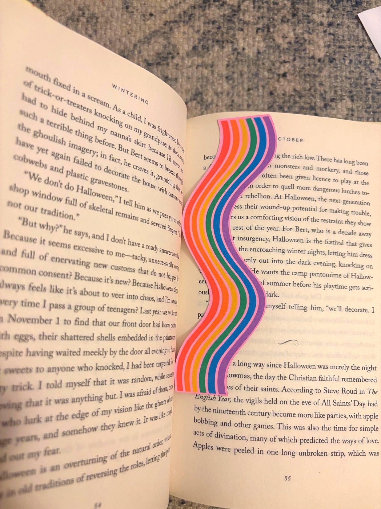 Rainbow Wavy Double-Sided Bookmark, Queer Art, Pride Gift