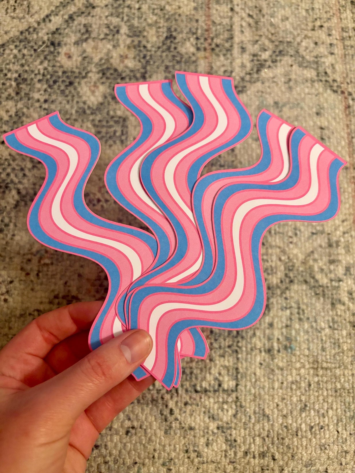Trans Wavy Double-Sided Bookmark, Queer Art, Pride Gift