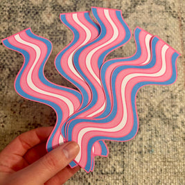 Trans Wavy Double-Sided Bookmark, Queer Art, Pride Gift