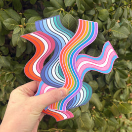 Rainbow Wavy Double-Sided Bookmark, Queer Art, Pride Gift