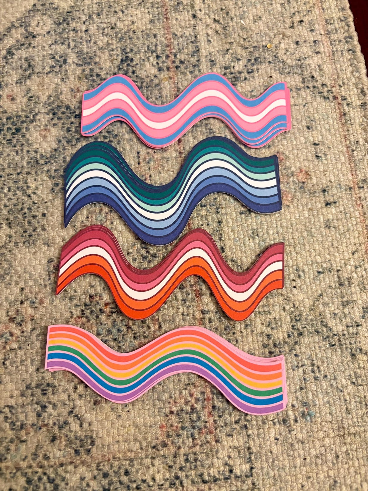 Rainbow Wavy Double-Sided Bookmark, Queer Art, Pride Gift