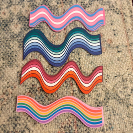 Rainbow Wavy Double-Sided Bookmark, Queer Art, Pride Gift