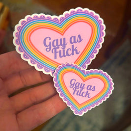 Gay as Fuck Rainbow Heart Sticker