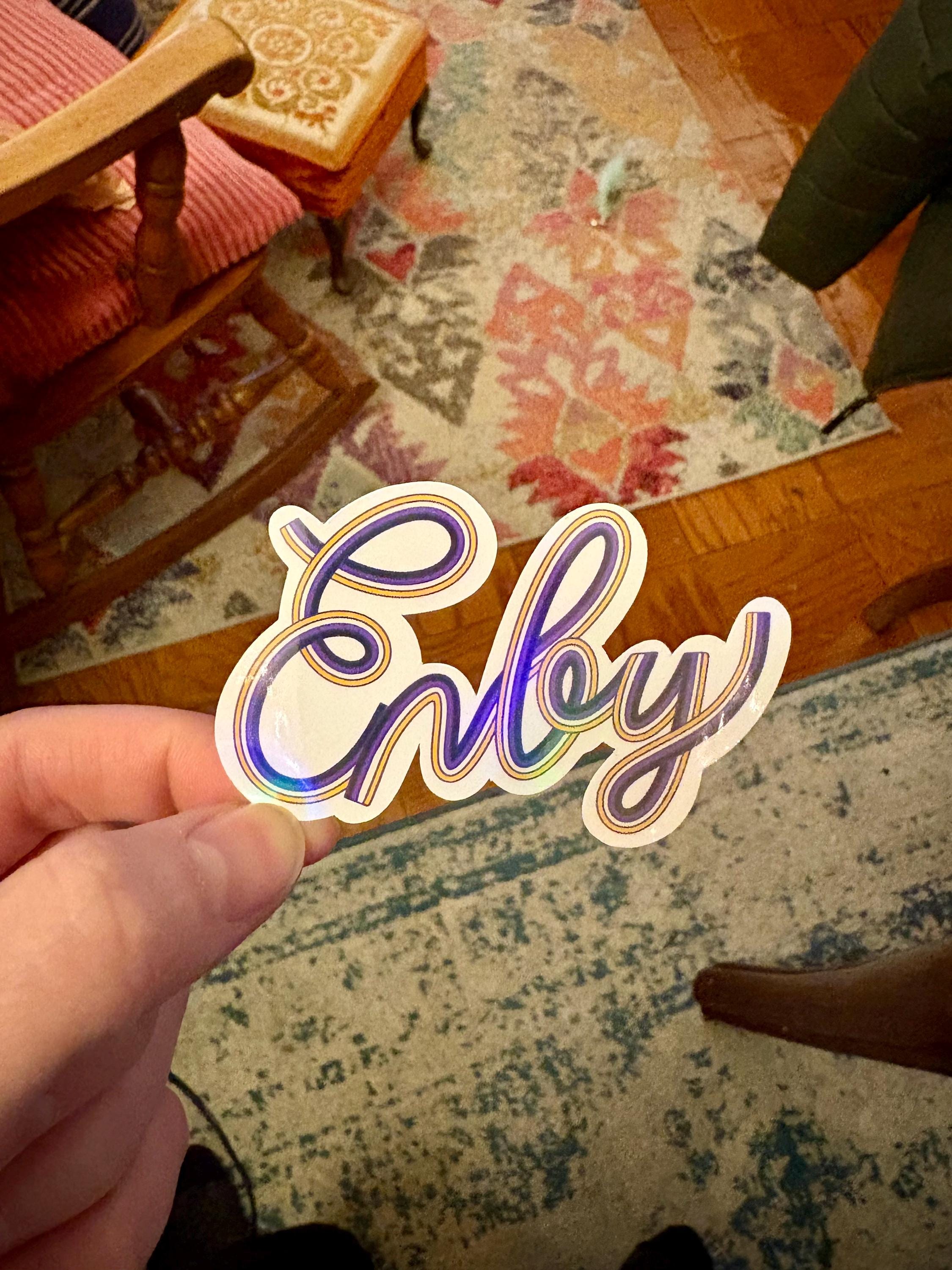 Enby Non-Binary Pride Sticker, Waterproof Durable LGBTQIA+ Pride Laptop or Water Bottle Decal