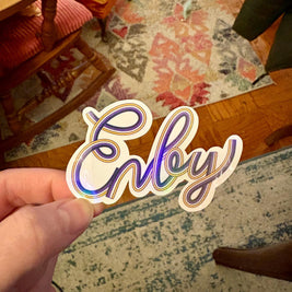 Enby Non-Binary Pride Sticker, Waterproof Durable LGBTQIA+ Pride Laptop or Water Bottle Decal