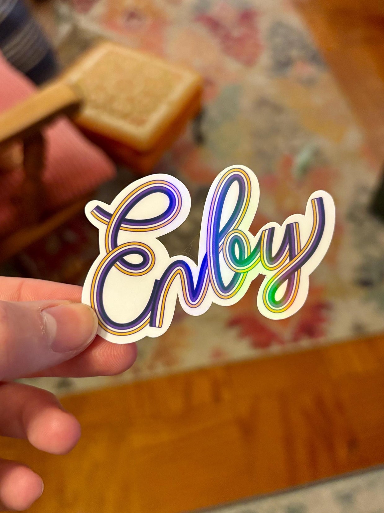 Enby Non-Binary Pride Sticker, Waterproof Durable LGBTQIA+ Pride Laptop or Water Bottle Decal