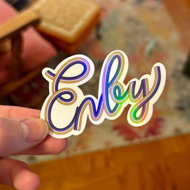 Enby Non-Binary Pride Sticker, Waterproof Durable LGBTQIA+ Pride Laptop or Water Bottle Decal