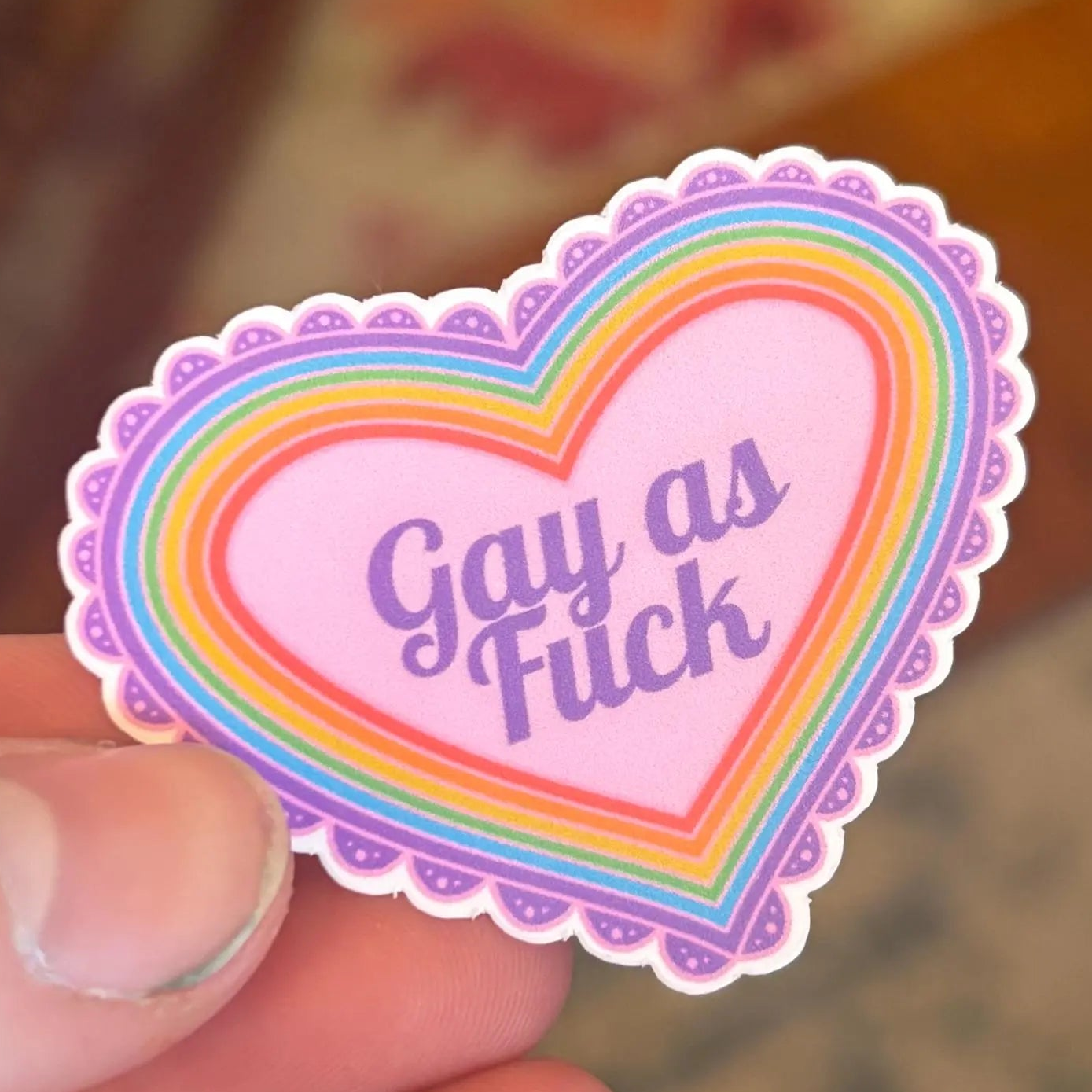 Gay as Fuck Rainbow Heart Sticker