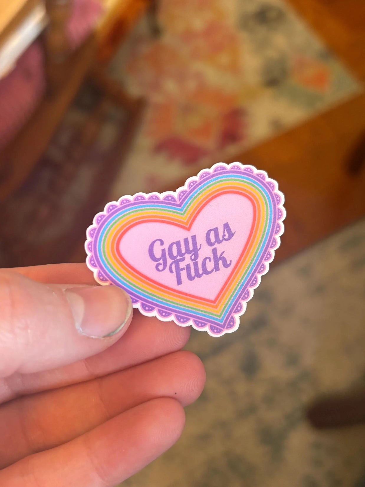 Gay as Fuck Rainbow Heart Sticker