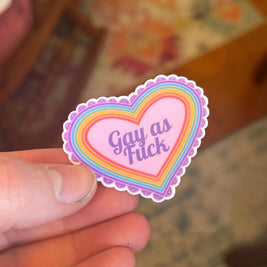 Gay as Fuck Rainbow Heart Sticker