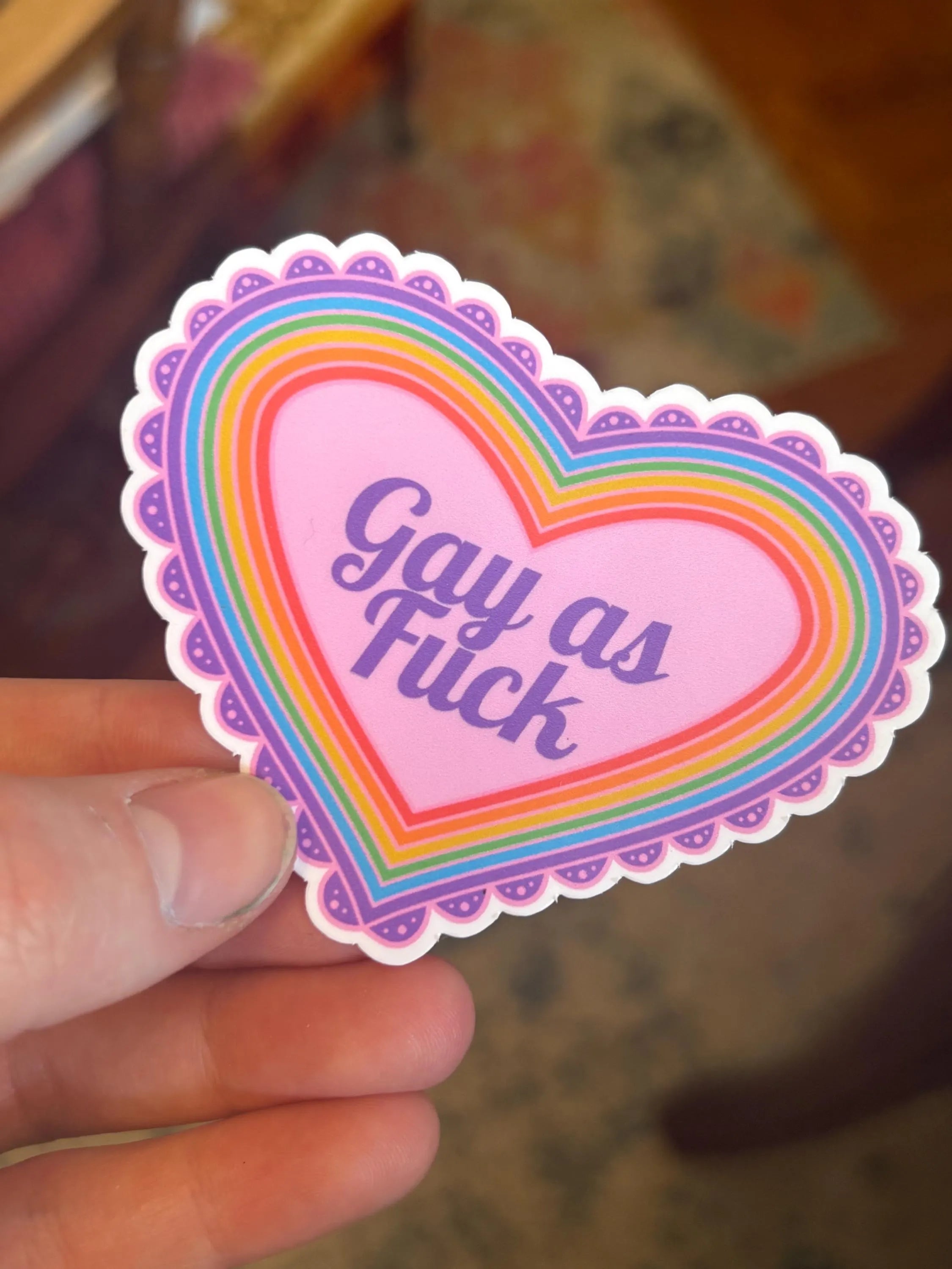 Gay as Fuck Rainbow Heart Sticker
