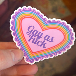 Gay as Fuck Rainbow Heart Sticker
