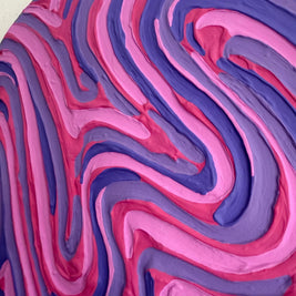 Pink Groovy Textured Round Painting (12x12 in)