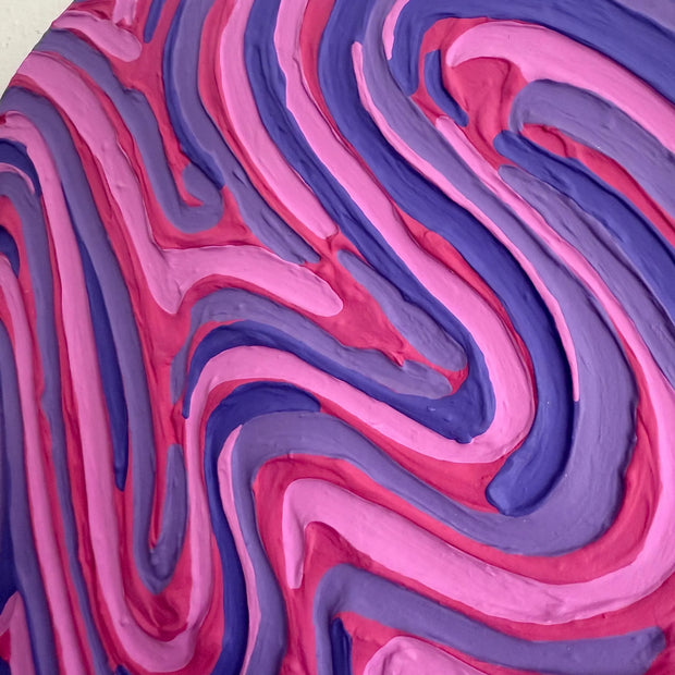Pink Groovy Textured Round Painting (12x12 in)
