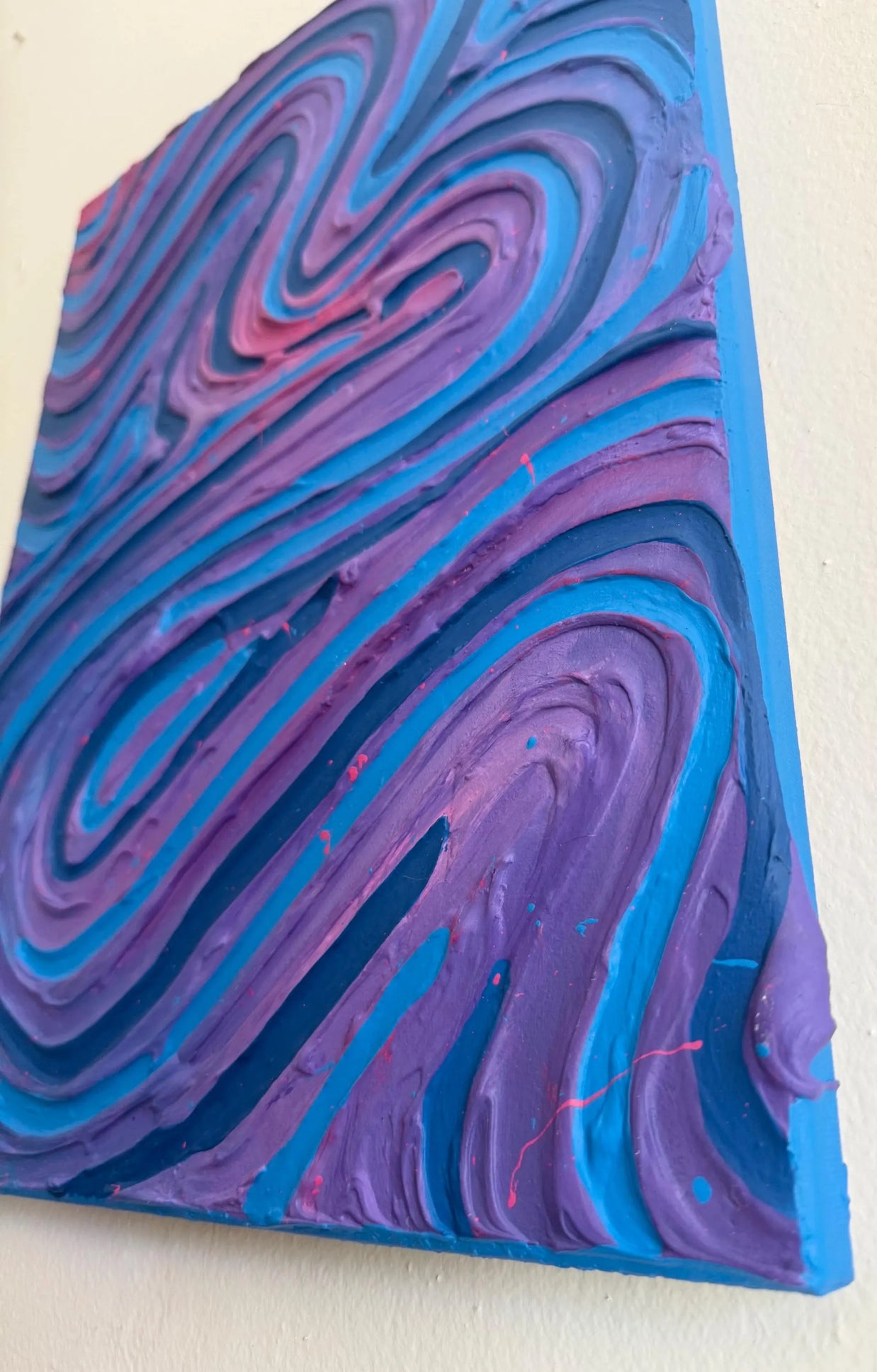 Groovy Blue/Purple Textured Painting (12x16 in)