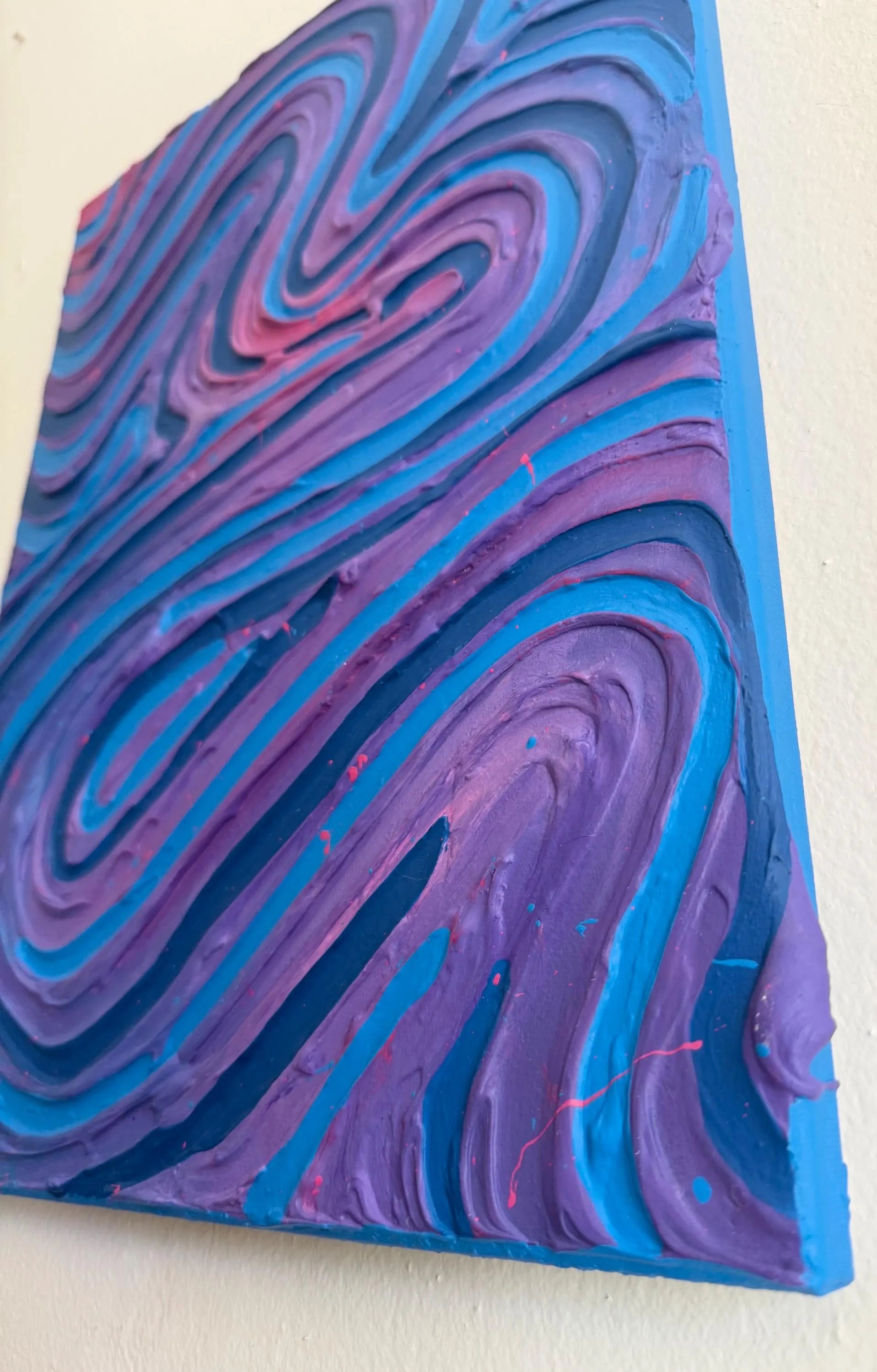Groovy Blue/Purple Textured Painting (12x16 in)