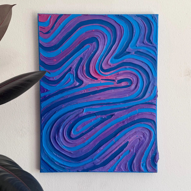 Groovy Blue/Purple Textured Painting (12x16 in)