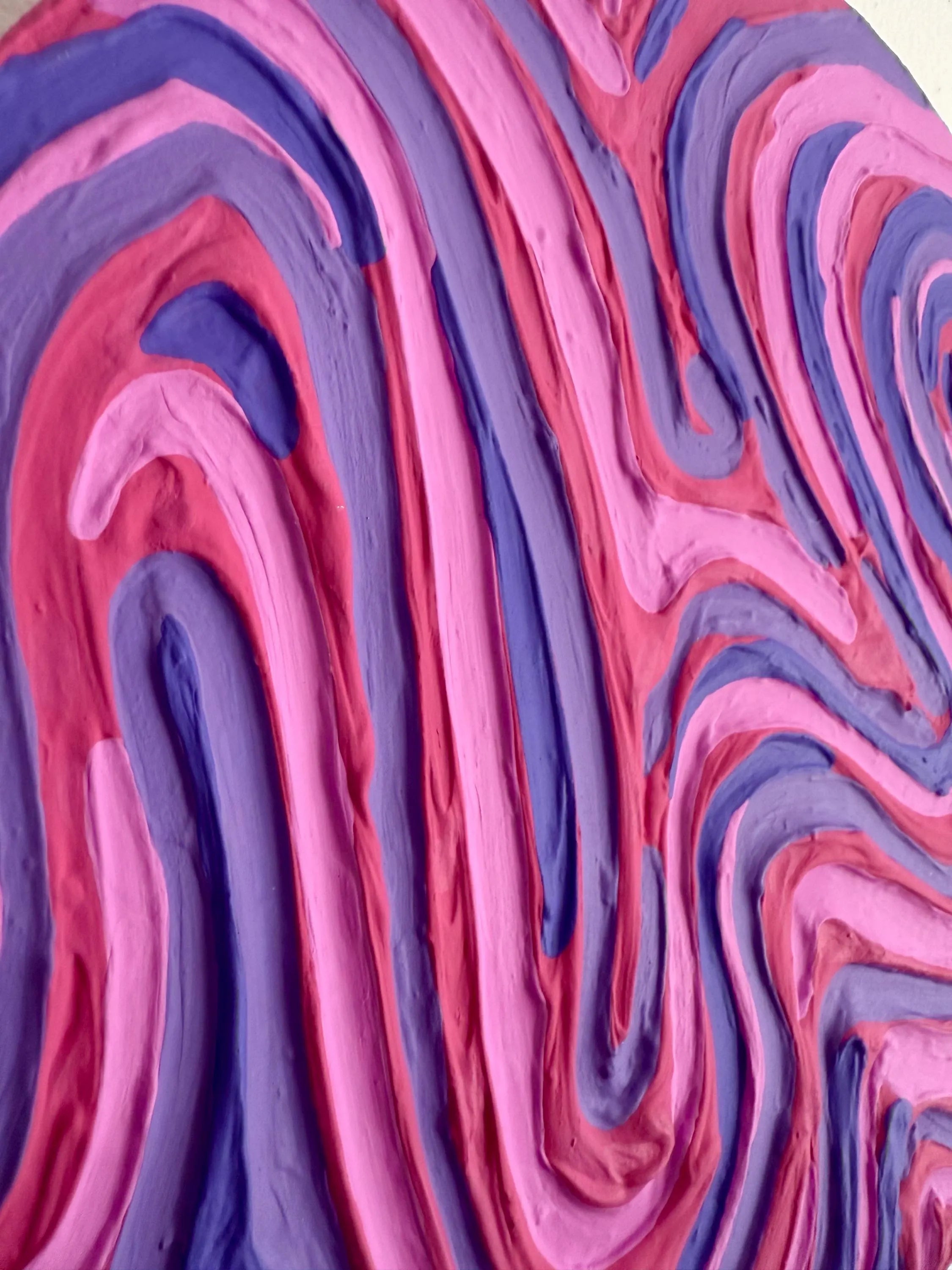Pink Groovy Textured Round Painting (12x12 in)