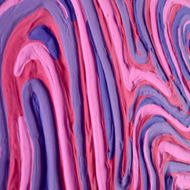 Pink Groovy Textured Round Painting (12x12 in)