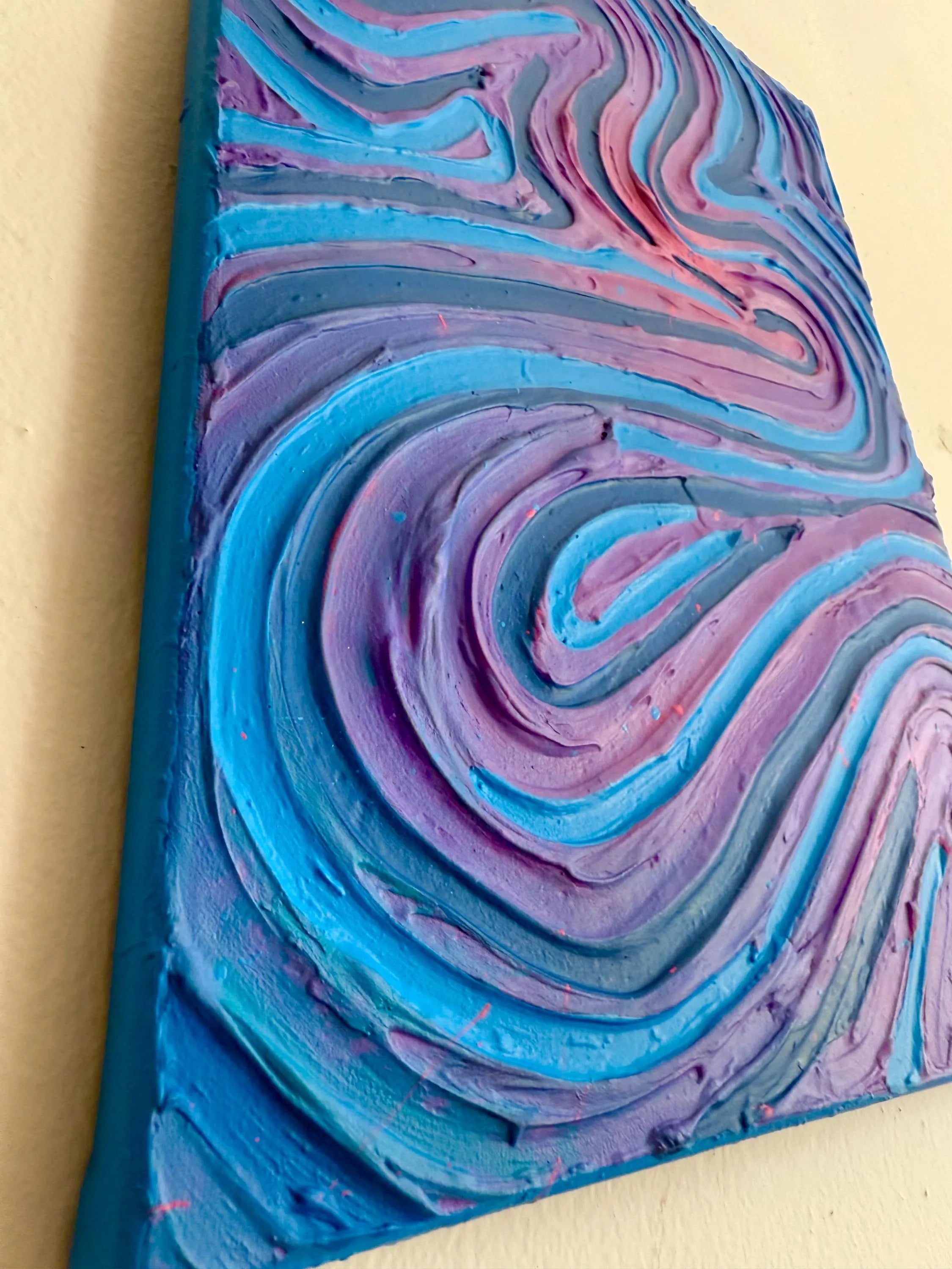 Groovy Blue/Purple Textured Painting (12x16 in)