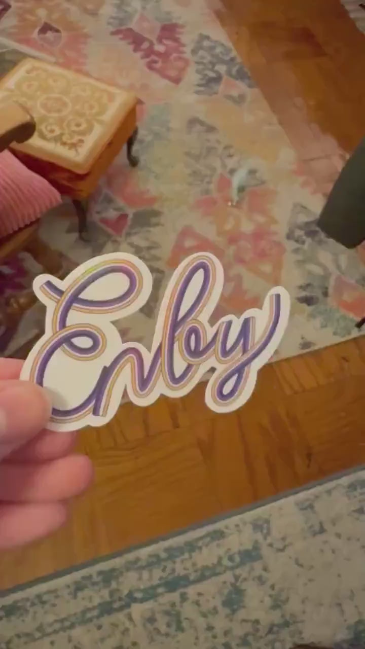 Enby Non-Binary Pride Sticker, Waterproof Durable LGBTQIA+ Pride Laptop or Water Bottle Decal