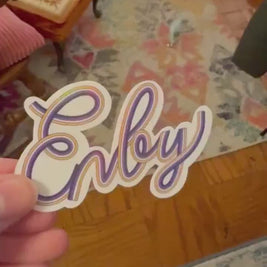 Enby Non-Binary Pride Sticker, Waterproof Durable LGBTQIA+ Pride Laptop or Water Bottle Decal
