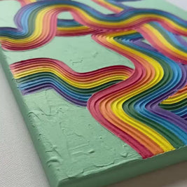 Rainbow Pride Textured Wall Art, Colorful Plaster Art on Canvas (12x16 in)