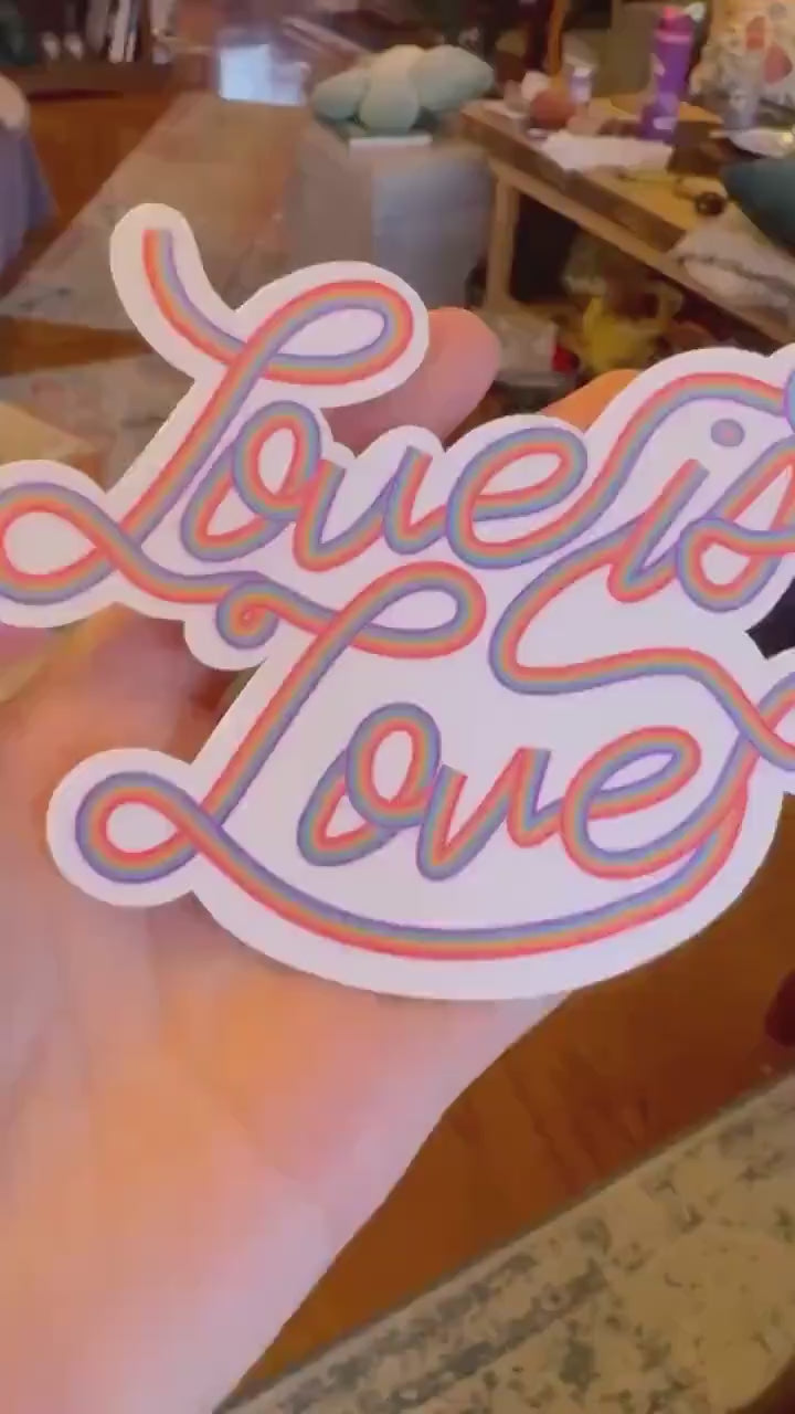 Love is Love Rainbow Sticker, Waterproof LGBTQIA+ Pride Decal