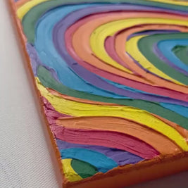 Rainbow Pride Textured Wall Art, Colorful Abstract Painting on Canvas (16x20 in)